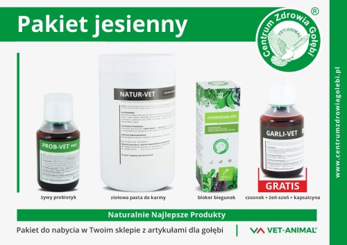 Przejdź do produktu CENTRUM ZDROWIA GOŁĘBI  - Zestaw Jesienny dla gołębi + Garli-vet GRATIS