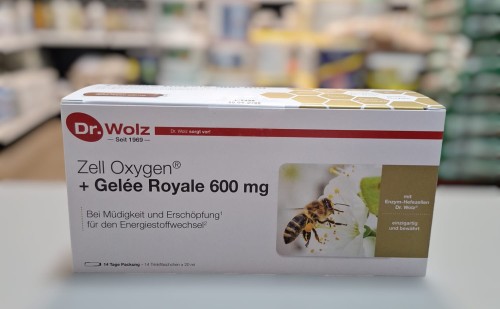 Przejdź do produktu DR WOLZ Zell Oxygen Gelee Royale 600 mg, 14 ampułek - drożdże dla gołębi z mleczkiem pszczelim