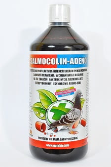 Przejdź do produktu PATRON SalmoColin-Adeno  1000 ml - profilaktyka zakażeń bakteryjnych, salmonella, adeno, choroba młodych gołębi
