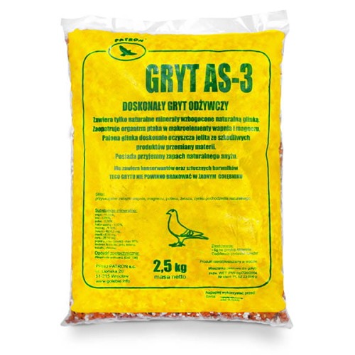 Przejdź do produktu PATRON Gryt AS-3  2,5 kg - grit mineralny z dodatkiem anyżu dla gołębi