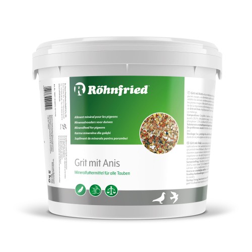 Przejdź do produktu ROHNFRIED Grit mit anis Mineralfutter 5 kg - mieszanka minerałów, grit z muszlami i anyżem dla gołębi