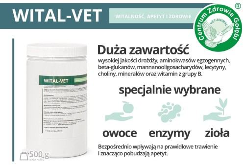 Przejdź do produktu CENTRUM ZDROWIA GOŁĘBI  Wital-Vet 500 g - drożdże dla gołębi